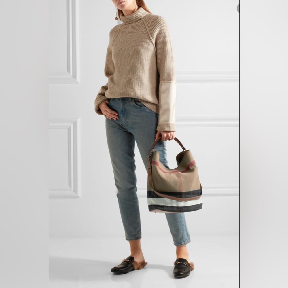 🛍 BURBERRY Ashby House Brown Check Canvas Medium Bag🛍